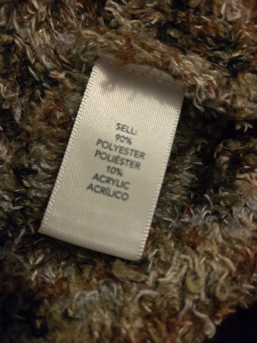 BKE Cozy Funnel Neck Oversized Eyelash Sweater - Brown Multi. Size L - Picture 3 of 10